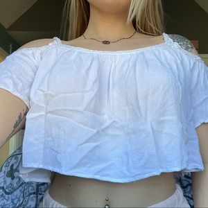White Flowy Crop Top
